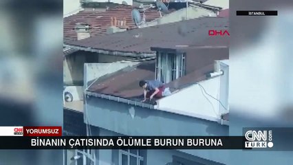 Çatıda tehlikeli temizlik!