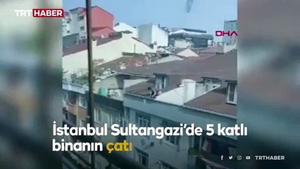 Çatıda tehlikeli temizlik