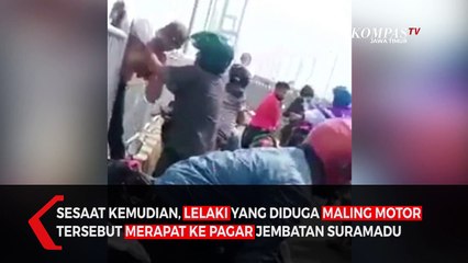Viral ! Maling Motor Nekat Lompat Ke Laut Jembatan Suramadu Saat Ditangkap