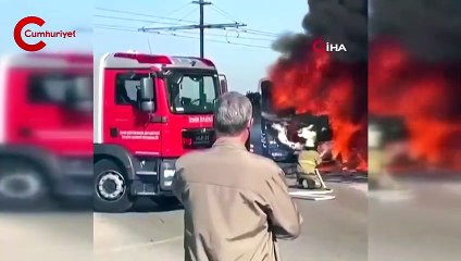 İzmir'de belediye otobüsü yandı