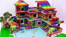 ASMR Video - How To Make Rainbow House Has Water Slide To Swimming Pool From Magnetic Balls