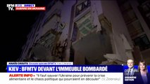 Ukraine: les images BFMTV de l'immeuble bombardé à Kiev