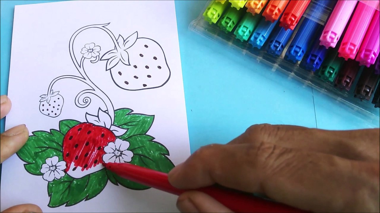 2 | Coloring pictures  Strawberry painting | Tô màu tranh trái dâu | #coloringpicture #tomau #tômàu