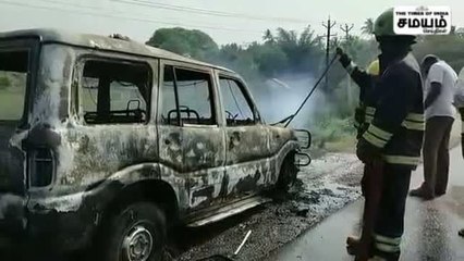 ஹைவேஸில் திடீரென தீப்பற்றிய கார்; பயணிகள் உயிர் தப்பினர்!