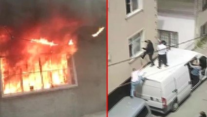 Esenyurt'ta yangında mahsur kalanları çevredeki vatandaşlar kamyonetle kurtardı