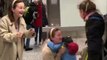Tear-jerking moment woman welcomes Ukrainian family at Bristol Airport