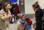 Tear-jerking moment woman welcomes Ukrainian family at Bristol Airport