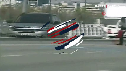 E-5'in ortasında durdu Türk bayrağını yerden aldı!