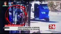 SJM: sujeto engaña a escolar pidiéndole ayuda para luego robarle su celular y dinero