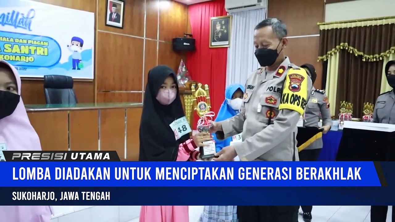 Kapolres Serahkan Piala dan Piagam Pemenang Lomba Santri Cilik Polres Sukoharjo 2022