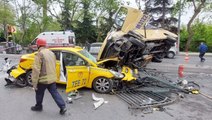 İstanbul'da feci kaza! Kontrolden çıkan minibüs taksinin üzerine devrildi: 6 yaralı