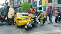 İstanbul Eyüpsultan'da korkunç kaza! Yolcuların olduğu minibüs taksinin üstüne devrildi