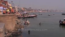 Heavily polluted Ganges river_ Washing clothes and bathing in Varanasi