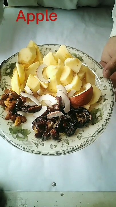 apple almonds dates and coconut juice.
