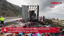 TEM'de trafik durdu! TIR alev alev yandı