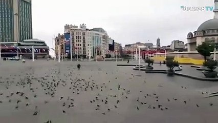 1 Mayıs’ta bariyerlerle çevrilen Taksim böyle görüntülendi