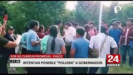 Pasco: intentan ponerle pollera a gobernador "por no cumplir sus promesas"
