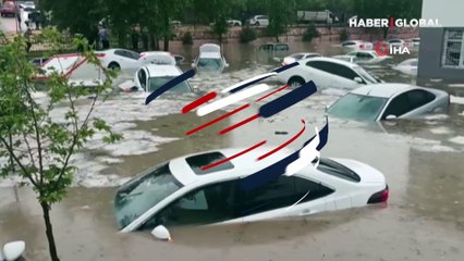 Adıyaman'ı sel aldı, onlarca araç sular altında kaldı