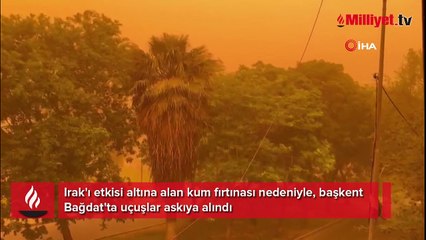 下载视频: Irak'ta kum fırtınası nedeniyle Bağdat’ta uçuşlar askıya alındı