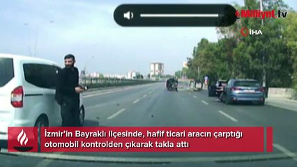 Aracın çarptığı otomobil takla attı...O anlar kamerada