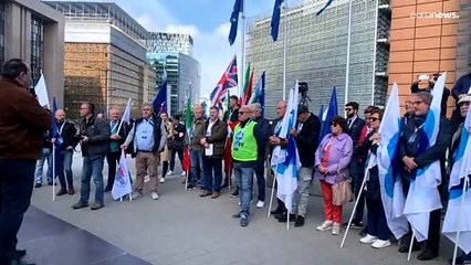 Protesta de trabajadores italianos en Bruselas en el Primero de Mayo