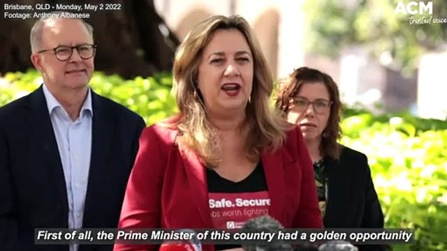 Queensland Premier Annastacia Palaszczuk endorses Labor Leader Anthony Albanese and slams PM Scott Morrison | May 2 2022 | Canberra Times