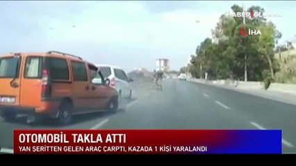 İzmir'de aracın çarptığı otomobil takla attı, o anlar kameraya yansıdı!