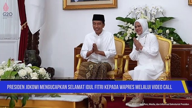 Presiden Jokowi Halalbihalal Melalui Video Call Dengan Wapres Ma'Ruf Amin Dan Ibu Wury