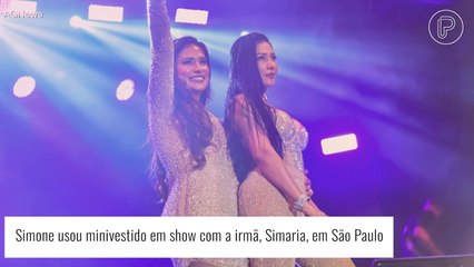 Simone aposta em minivestido para show com Simaria e look valoriza curvas da cantora. Fotos!