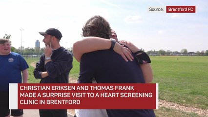 Eriksen makes surprise visit to Brentford heart screening clinic