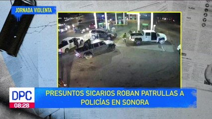 Presuntos sicarios roban patrullas a policías en Sonora
