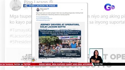 Sen. Lacson, nagpasalamat sa mga tagasuporta at nangako sa mga tsuper na hindi sila pababayaan | SONA