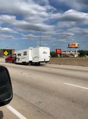 Small Truck Tows Long Trailer