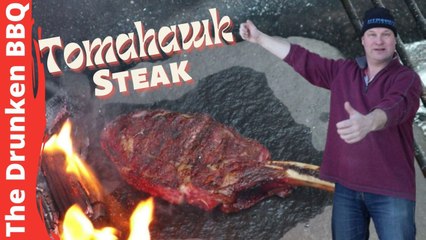 Smoked and revere seared Tomahawk on a stone