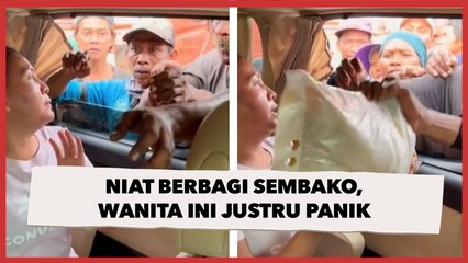 Niat Berbagi Sembako, Wanita Ini Justru Panik Mobilnya Dikerubungi Banyak Orang
