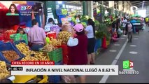 Inflación anual en Perú llegó a 8.62%, la más alta en 10 años