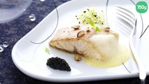 Filet d'esturgeon aux noisettes grillées, sabayon beurre noisette et quenelle de caviar