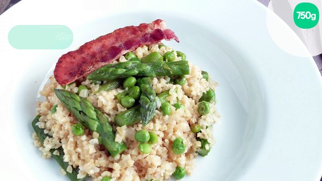 Boulghour façon risotto asperges et garden peas