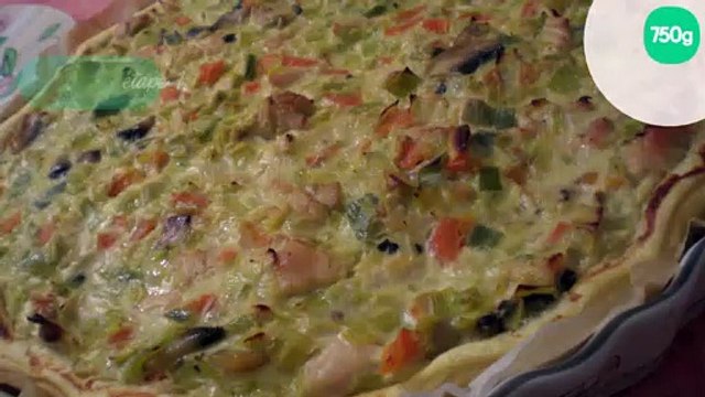 Tarte poireaux, carottes, poulet et chèvre frais