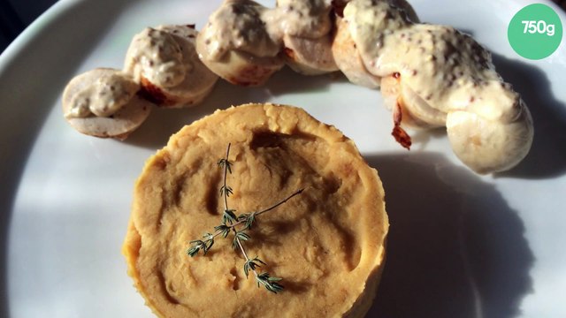 Boudin blanc et purée de lentilles corail