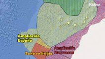 El conflicto de la delimitación de aguas entre España y Marruecos en mapas