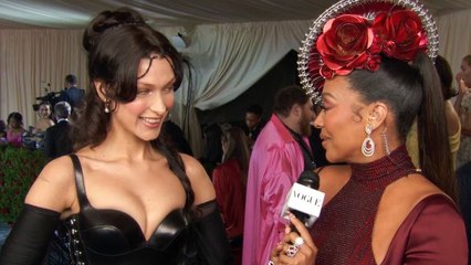 Bella Hadid on Her Leather and Lace Burberry Met Gala Look