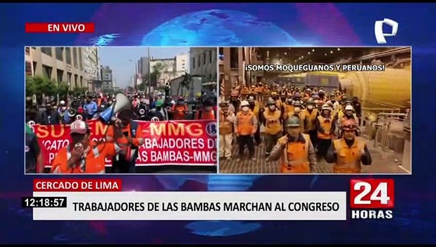 Conflicto Las Bambas: más de 9 mil trabajadores marchan rumbo al Congreso