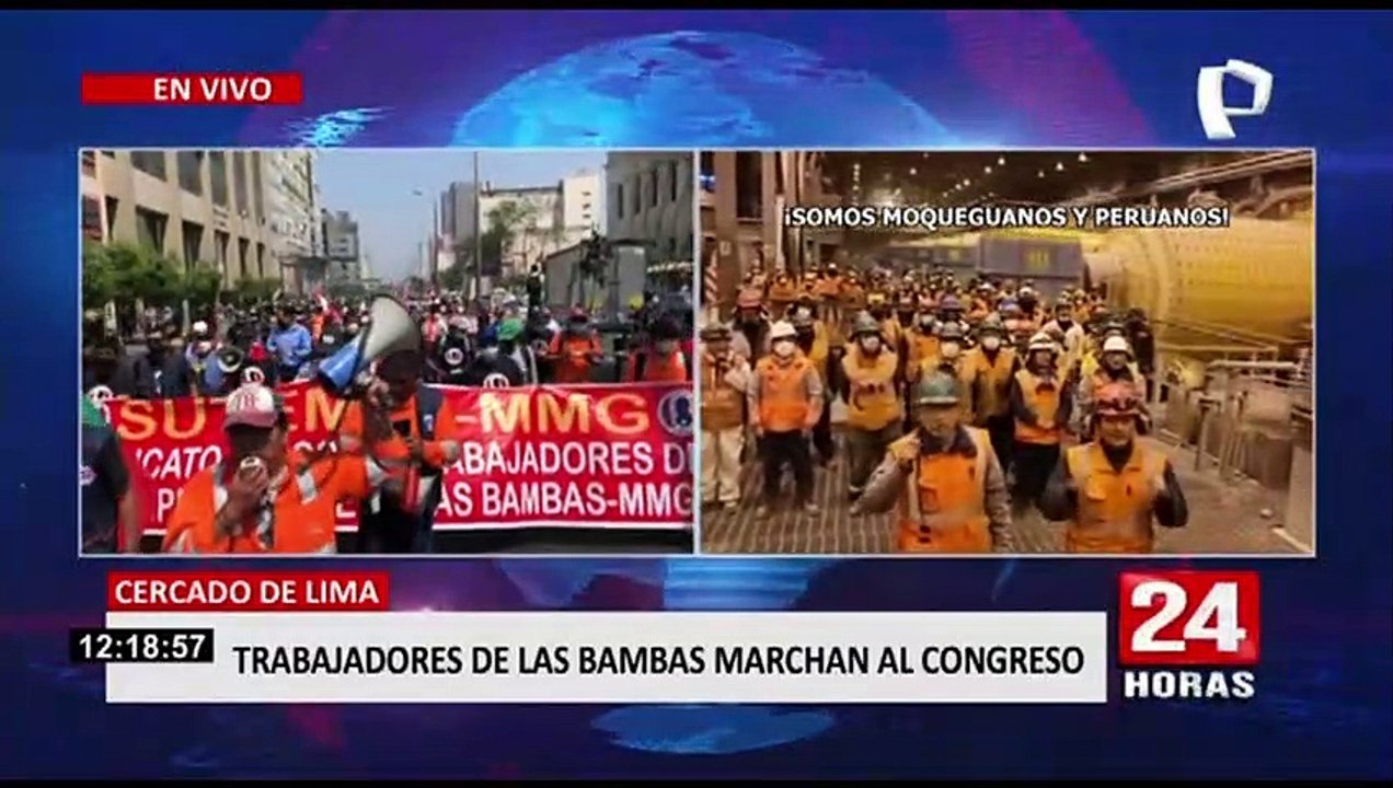 Conflicto Las Bambas: más de 9 mil trabajadores marchan rumbo al Congreso