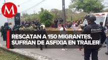 En Veracruz, fue asegurado un tráiler con más de 150 migrantes