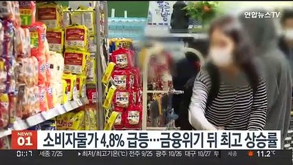 소비자물가 4.8% 급등…금융위기 뒤 최고 상승률