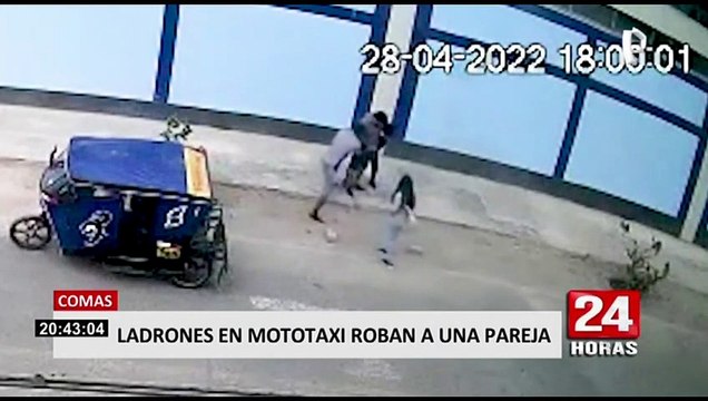 Comas: Sujetos en mototaxi roban a pareja y realizan tocamientos a mujer