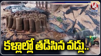 Warangal Rains Update _ Paddy Grains Submerged In Rain Water _ V6 News