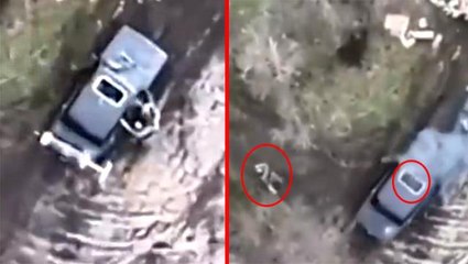 Rusların başı İHA'larla belada! Üst camdan içeri giren roket otomobili havaya uçurdu