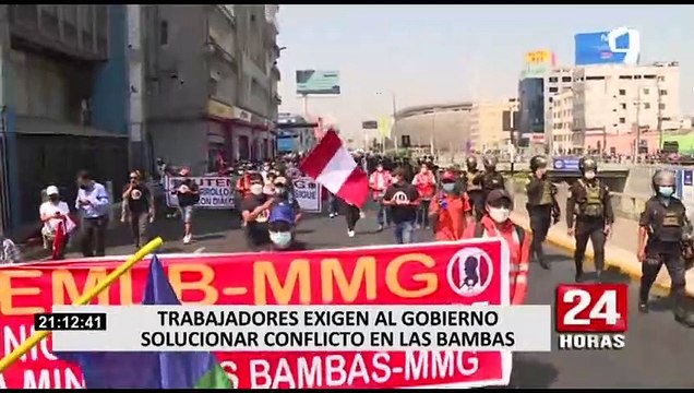 Las Bambas: Trabajadores marcharon hacia el Congreso tras 14 días de paralización de labores